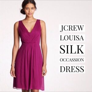 J. Crew Louisa Silk Midi Dress - Magenta